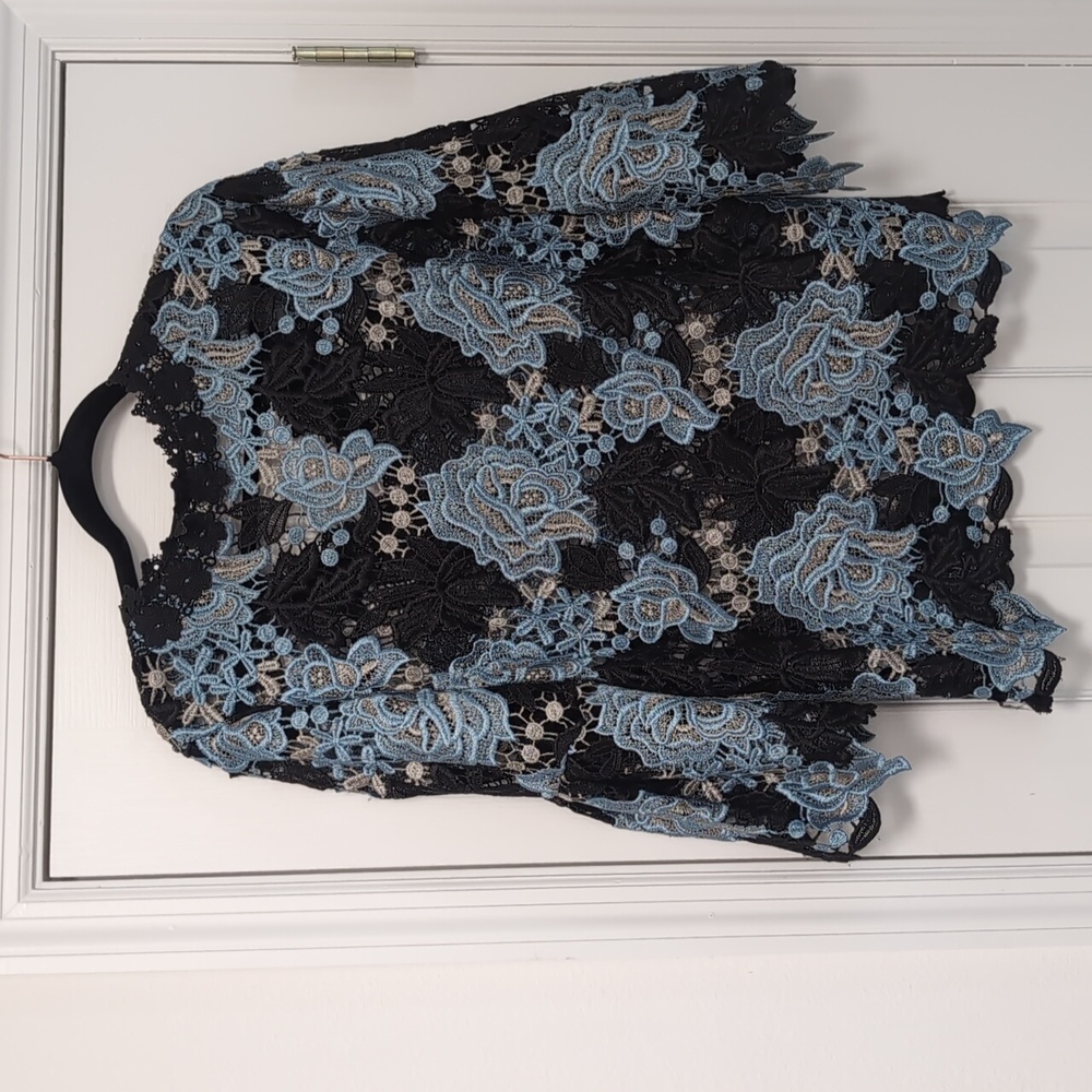 Kobi Halperin Black and Blue Lace Blouse - Picture 11 of 11